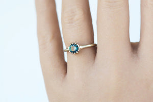 Recycled Raw White Gold Montana Sapphire Ring - S. Kind & Co