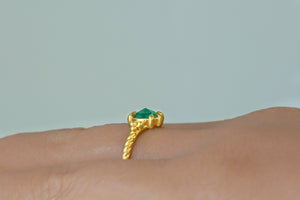 22k Recycled Gold and Emerald Rose Cut Faye Ring - S. Kind & Co
