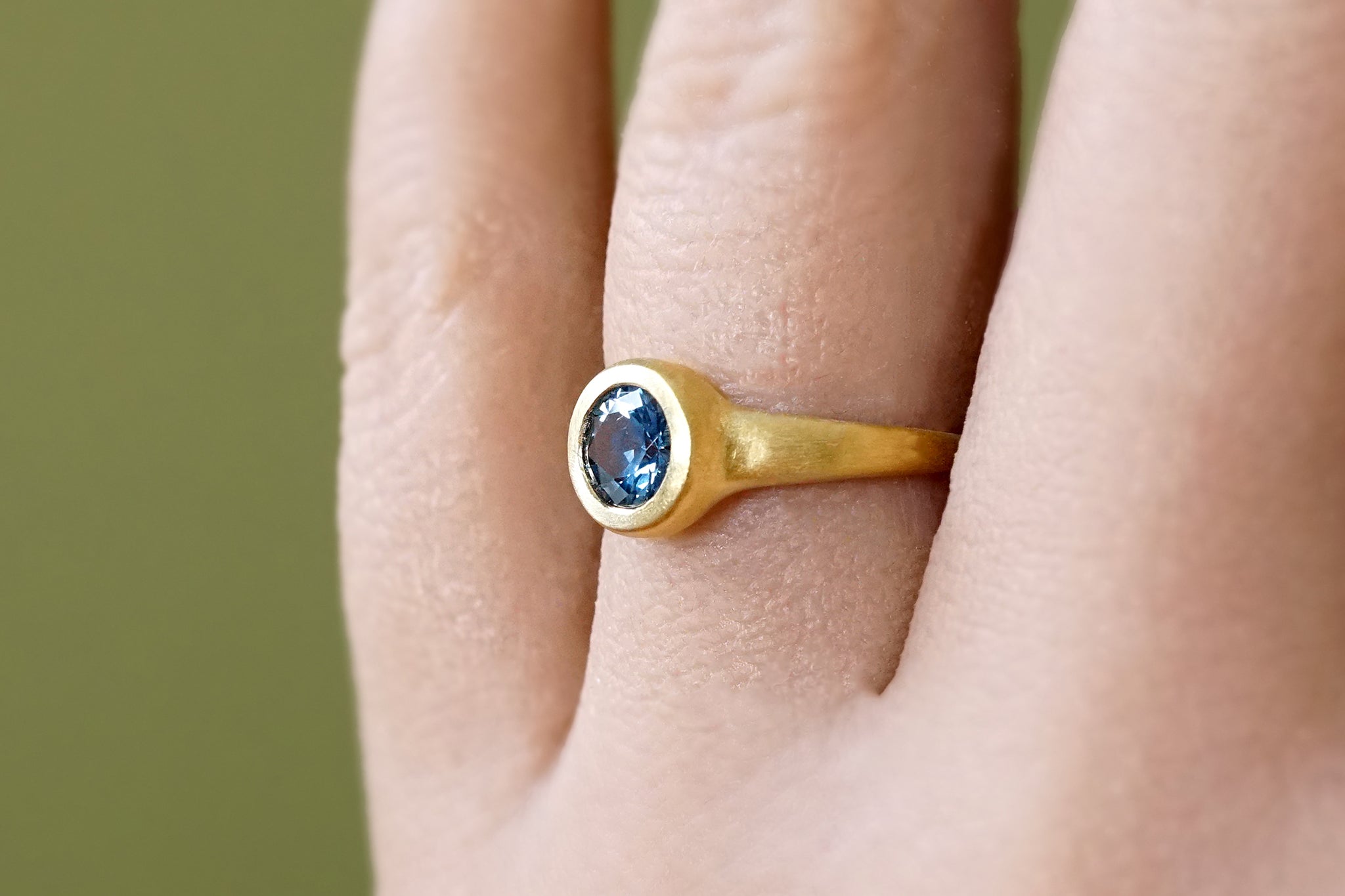 Montana Sapphire Bezel Recycled Gold Frame Ring - S. Kind & Co
