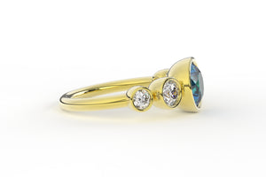 Five Stone Montana Sapphire Bezel Ring With Diamond Side Stones - S. Kind & Co